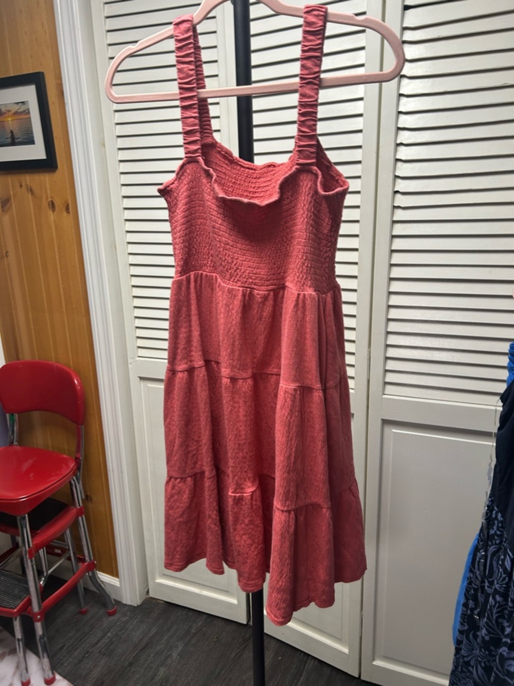 Maurices 24/7 Coral Tiered Smocked Sundress